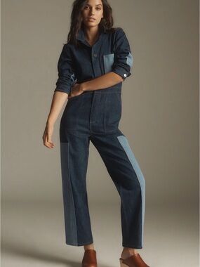 Two-Tone Blue Denim Women's Overalls
